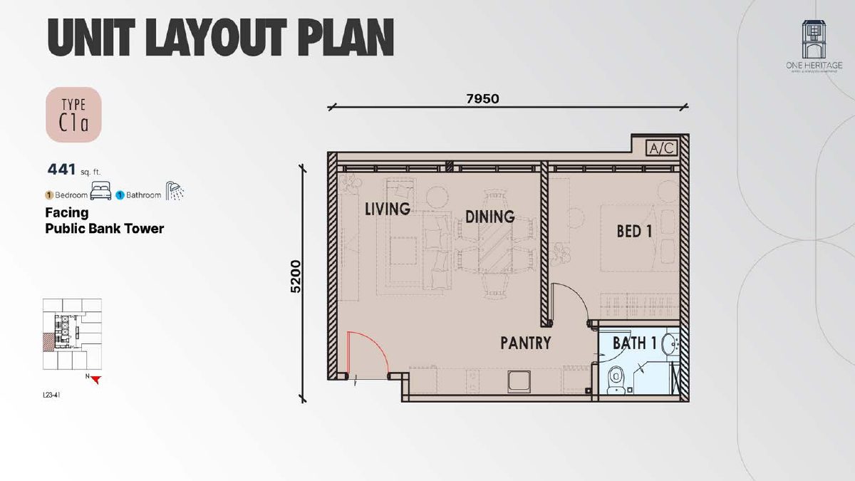 One Heritage Type C1 floor plan